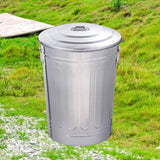 Outdoor Metal Trash Can with Seal Lid Round Large Capacity Storage Container 48L