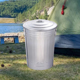 Outdoor Metal Trash Can with Seal Lid Round Large Capacity Storage Container 48L