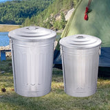 Outdoor Metal Trash Can with Seal Lid Round Large Capacity Storage Container 48L