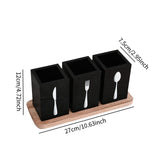 Maxbell Kitchen Utensils Holder Spoon Fork Knives Flatware Dispenser for Cafe Pantry Black