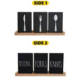 Maxbell Kitchen Utensils Holder Spoon Fork Knives Flatware Dispenser for Cafe Pantry Black