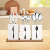 Maxbell Kitchen Utensils Holder Spoon Fork Knives Flatware Dispenser for Cafe Pantry White