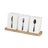 Maxbell Kitchen Utensils Holder Spoon Fork Knives Flatware Dispenser for Cafe Pantry White
