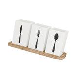 Maxbell Kitchen Utensils Holder Spoon Fork Knives Flatware Dispenser for Cafe Pantry White