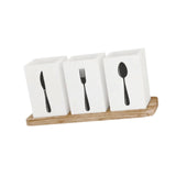 Maxbell Kitchen Utensils Holder Spoon Fork Knives Flatware Dispenser for Cafe Pantry White