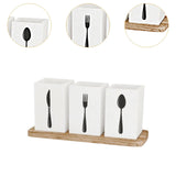 Maxbell Kitchen Utensils Holder Spoon Fork Knives Flatware Dispenser for Cafe Pantry White