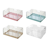 Maxbell Foldable Desktop Storage Basket Folding for Office Supplies Bathroom Cabinet Pink M