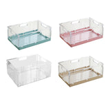 Maxbell Foldable Desktop Storage Basket Folding for Office Supplies Bathroom Cabinet Pink M