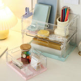 Maxbell Foldable Desktop Storage Basket Folding for Office Supplies Bathroom Cabinet Pink M