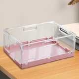 Maxbell Foldable Desktop Storage Basket Folding for Office Supplies Bathroom Cabinet Pink M