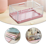 Maxbell Foldable Desktop Storage Basket Folding for Office Supplies Bathroom Cabinet Pink M
