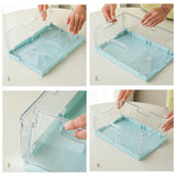 Maxbell Foldable Desktop Storage Basket Folding for Office Supplies Bathroom Cabinet Blue M