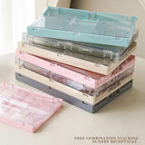 Maxbell Foldable Desktop Storage Basket Folding for Office Supplies Bathroom Cabinet Blue M