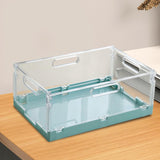 Maxbell Foldable Desktop Storage Basket Folding for Office Supplies Bathroom Cabinet Blue M