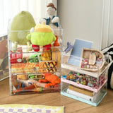 Maxbell Foldable Desktop Storage Basket Folding for Office Supplies Bathroom Cabinet Khaki M