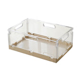 Maxbell Foldable Desktop Storage Basket Folding for Office Supplies Bathroom Cabinet Khaki M