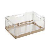 Maxbell Foldable Desktop Storage Basket Folding for Office Supplies Bathroom Cabinet Khaki M