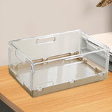 Maxbell Foldable Desktop Storage Basket Folding for Office Supplies Bathroom Cabinet Khaki M