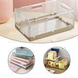 Maxbell Foldable Desktop Storage Basket Folding for Office Supplies Bathroom Cabinet Khaki M