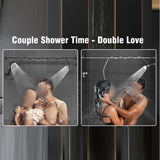 Maxbell Double Shower Heads for Couples Handheld Showerhead for Valentine's Day Home Black