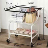 Rolling Iron Wire Laundry Cart Bedroom Lightweight Living Room Storage Shelf