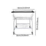 Rolling Iron Wire Laundry Cart Bedroom Lightweight Living Room Storage Shelf