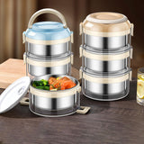 Maxbell Sealed Lunch Carrier Stainless Steel Bento Lunch Container for Worker Hiking Blue