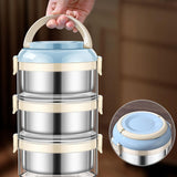 Maxbell Sealed Lunch Carrier Stainless Steel Bento Lunch Container for Worker Hiking Blue