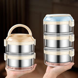 Maxbell Sealed Lunch Carrier Stainless Steel Bento Lunch Container for Worker Hiking Blue