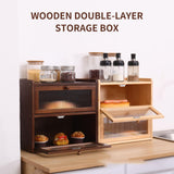 Bread Box for Kitchen Countertop Double Layer with Acrylic Flip Lid Breadbox