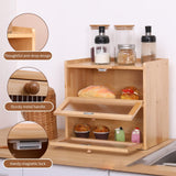 Bread Box for Kitchen Countertop Double Layer with Acrylic Flip Lid Breadbox