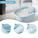 Maxbell Washboard Basin Multifunction Space Saving Washtub for Clothes Bathroom Home Blue
