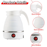 Maxbell Travel Folding Electric Kettle Fast Boiling Camping 600ml Electric Tea Maker White