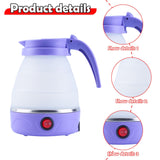 Maxbell Travel Folding Electric Kettle Fast Boiling Camping 600ml Electric Tea Maker violet
