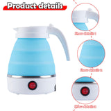 Maxbell Travel Folding Electric Kettle Fast Boiling Camping 600ml Electric Tea Maker blue