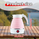 Maxbell Travel Folding Electric Kettle Fast Boiling Camping 600ml Electric Tea Maker Pink