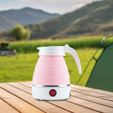 Maxbell Travel Folding Electric Kettle Fast Boiling Camping 600ml Electric Tea Maker Pink