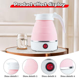 Maxbell Travel Folding Electric Kettle Fast Boiling Camping 600ml Electric Tea Maker Pink