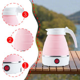 Maxbell Travel Folding Electric Kettle Fast Boiling Camping 600ml Electric Tea Maker Pink