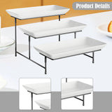 Maxbell 3 Tier Rectangular Serving Platter Stand Set for Presentation Buffets Veggie Black