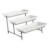 Maxbell 3 Tier Rectangular Serving Platter Stand Set for Presentation Buffets Veggie Black