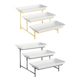 Maxbell 3 Tier Rectangular Serving Platter Stand Set for Presentation Buffets Veggie Black