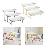 Maxbell 3 Tier Rectangular Serving Platter Stand Set for Presentation Buffets Veggie Black