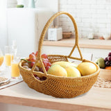 Maxbell Woven Storage Basket Imitation Rattan Display for Outdoor Restaurant Kitchen L