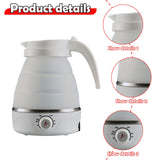Maxbell Travel Folding Electric Kettle Adjustable Tea Pot for Brewing Coffee Camping White