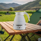 Maxbell Travel Folding Electric Kettle Adjustable Tea Pot for Brewing Coffee Camping White