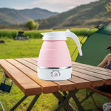 Maxbell Travel Folding Electric Kettle Adjustable Tea Pot for Brewing Coffee Camping Pink