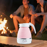 Maxbell Travel Folding Electric Kettle Adjustable Tea Pot for Brewing Coffee Camping Pink