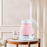 Maxbell Travel Folding Electric Kettle Adjustable Tea Pot for Brewing Coffee Camping Pink