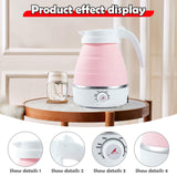 Maxbell Travel Folding Electric Kettle Adjustable Tea Pot for Brewing Coffee Camping Pink